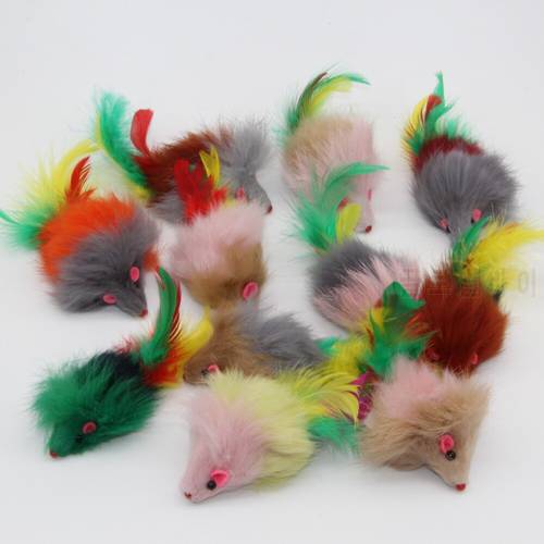 Westrice Cat Pet Toy Long-haired variety of colors rabbit tail feathers cat toy mouse bite amused 100 pie Cat Pet Toy