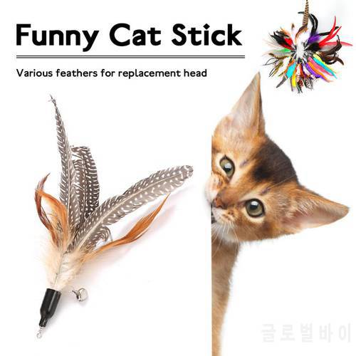 Feather Toys Kitten Funny Colorful Rod Cat Wand Toys Plastic Pet Cat Toys Interactive Stick Pet Cat Supplies Replacement Head