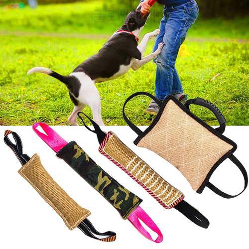 Dog Biting Pillow Tug Stick Hemp Training Chewing Durable Linen Molar Clean Teeth Interactive Toys Outdoor 2 Rope Pets Supplies