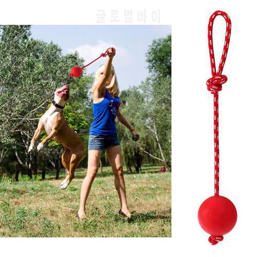 1PC Safe Ergonomic Interactive Toy Dog Ball On String For Training Exercising Pets Solid Rubber Ball With Rope Launcher Thrower