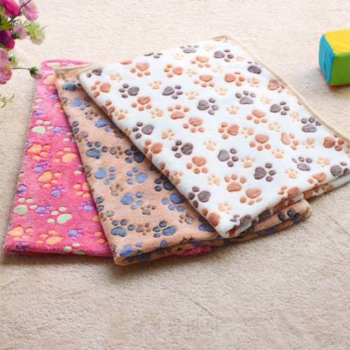 1 pc 60cm*40cm Soft Dog Puppy Blanket Warm Fleece Towel Cute Pet Kitten Small Blanket Paw Print Bed Mat Blanket