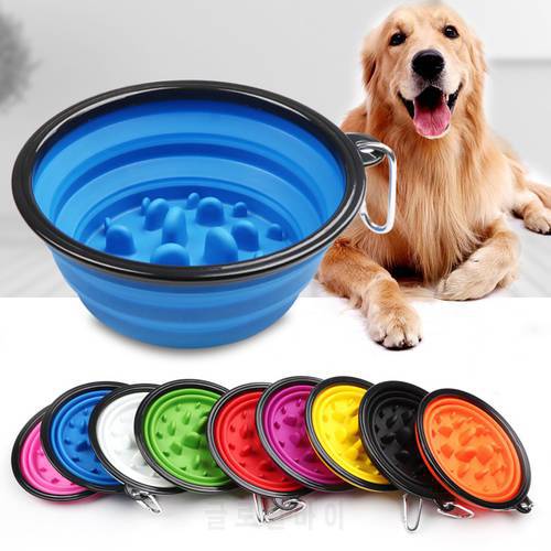 2020 Collapsible Pet Bowl Travel Folding BPA Free Silicone Pet Slow Bowl Food Water Feeding Plate For Dog Cat