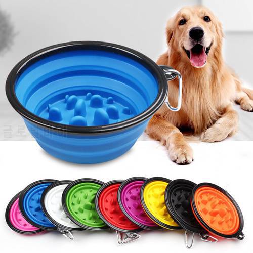 Portable Puppy Dog Bowl Pet Collapsible Slow Feeding Bowl Feeding/Regular Bowl BPA Free Foldable Cup Dish for Dogs Cat Drop