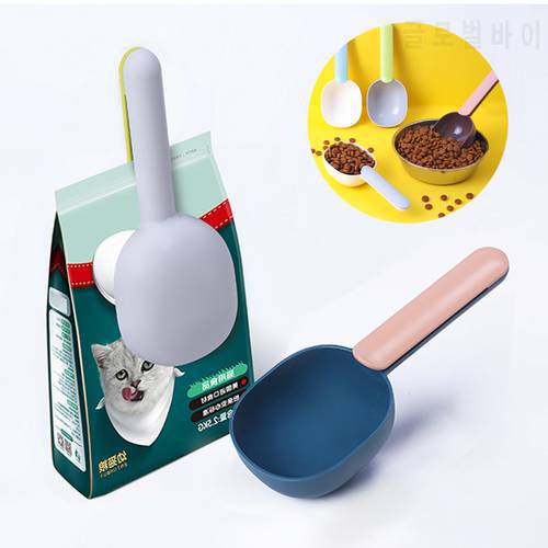Multi-function Pet Cat Dog Food Shovel Feeding Scoop Spoon with Sealing Bag Clip Dog Measuring Clip Cup Scoop Spoon Pet Supplies
