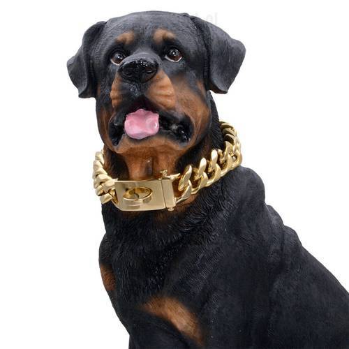 Stainless Steel Dog Necklace Collar Pet Supplies Accessories Pet Dog Chain Medium Large Dogs Gold Solid Cuban Chain collar perro