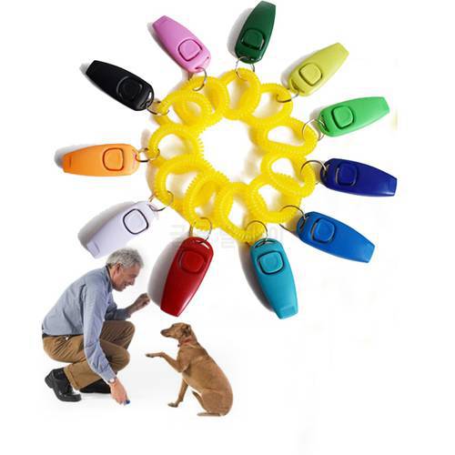 2 In 1 Pet Dog Training Whistle Clicker Portable Wrist Strap Dog Pet Clicker Trainer Lightweight Aid Guide Sound Key Dog Product
