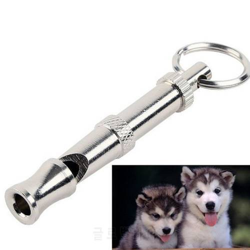 1set Metal Dog Puppy Whistle Ultrasonic Adjustable Sound Key Training Sound Whistle Sound With Keychain For Dog Pet