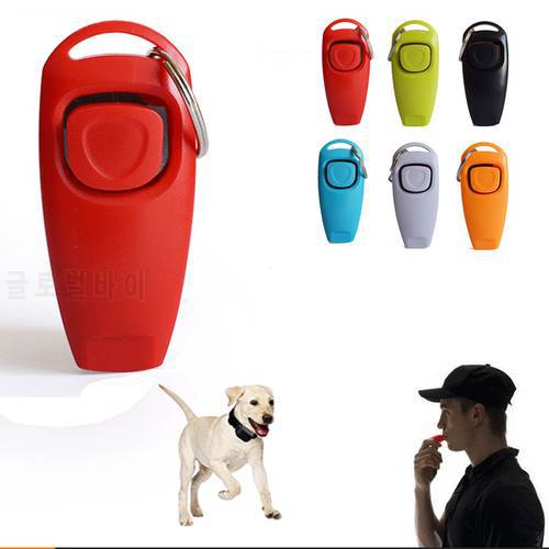 2 In 1 Pet Dog Training Clicker Pet Dog Cat Training Whistles Trainer Aid Guide With Key Ring Dog Trainings Tools Pet Supplies