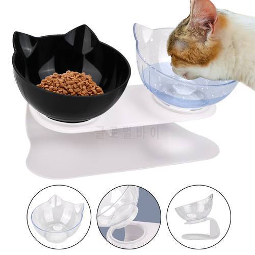 Cat Dog Food Water Feeder With Raised Stand Durable Non-slip Double Bowls Cervical Protection Bowl Pet Supplies