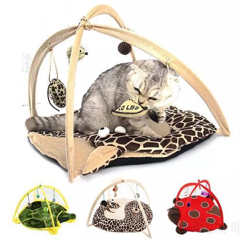 52x35cm cat play mat cat tent activity center with hanging cat toy ball mouse outdoor pet bed cat play tent easy to carry
