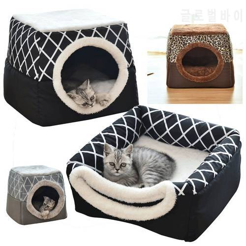 Warm Pet Cat Kennel Dog Bed Sofa Cat Mats Cage House Kennel Pet Products Winter Sleeping Nest Cushion Basket