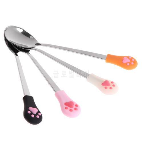 2022 New Hot Sale Stainless Steel Spoon Anti Slip Silicone Handle Can Cute For Pets Dogs