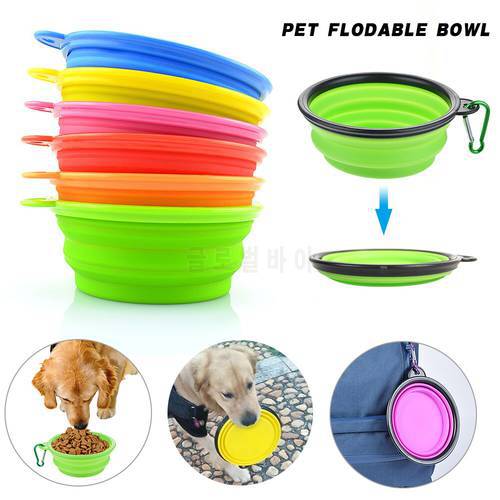 Silicone Collapsible Foldable Dog Bowl Candy Color Outdoor Travel Portable Puppy Food Container Water Feeder Dish Feeding Bow