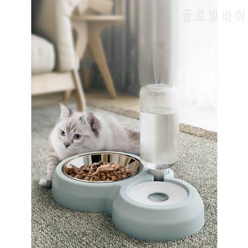 Pet Dog Cat Automatic Feeder Bowl for Dogs Drinking Water 500ml Bottle Kitten Bowls Slow Food Feeding Container Supplies