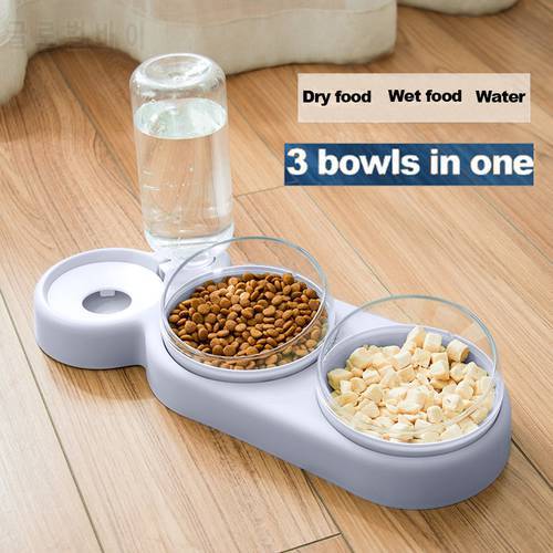 3 -in-1 Cats Food Bowl For Dry Wet Food and Water Dog Cat Feeder Bowls Drinking Bowl Dispenser Feeder For Small Dog Pet supplies