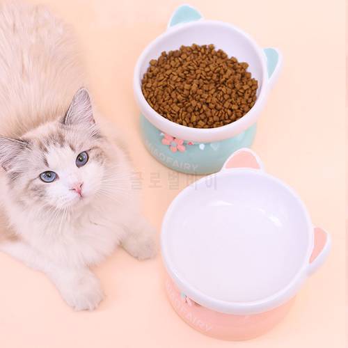 Ceramic Pet Cat Bowl Feeder Non-slip Puppy Feeding Supplies Double Cats Food Container Kitten Water Bowls For Dogs Accessories