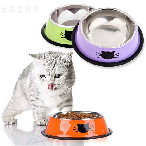 Pet Cat Feeding Bowls Feeder Drinker Stainless Steel Food Water Bowl Dish for Cats Dogs Non-slip Drinking Eating Bowl Utensils