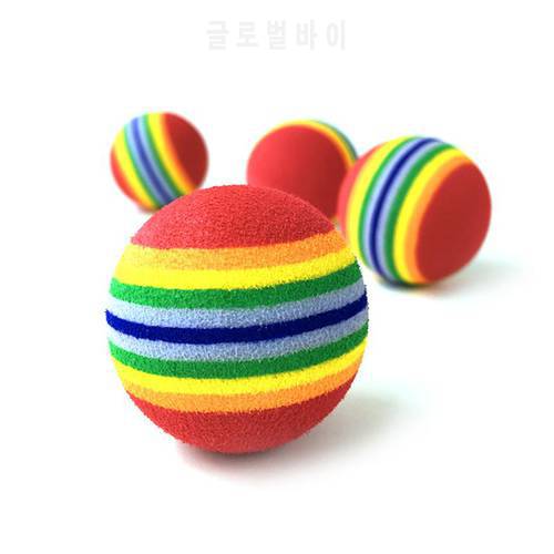 Cats And Dogs Toys Ball Chew Toy Pet Kitten Ball Rainbow Elastic Rubber 3.5 Cm Funny For Pet Fidget Toys Ball Accessories