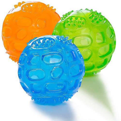Dog Toys Durable Pet Squeak Chew Bouncy Rubber Chew Pet Toy Balls for Small Large Dogs Indestructible Exercise Training Playing