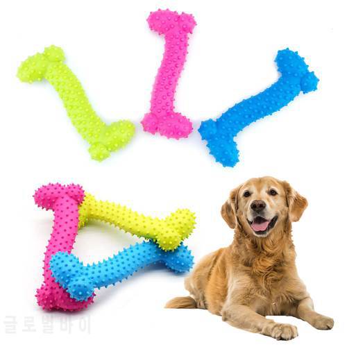 Soft Pet Rubber Dog Toy Rubber Bone Bite Resistant Pet Toys Dog Chew Molars Teeth Training Odorless Toys Solid Products For Dogs
