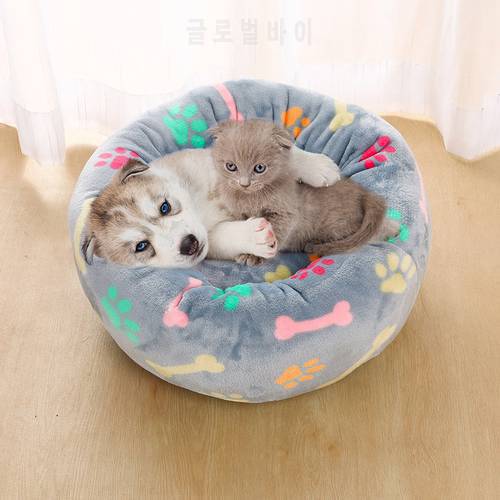 Soft Round Cat Dog Bed House Dog Bed Plush Pet Product Cushion Accessories Cat Dogs Beds For Dogs Cats Mat Basket Animal Sofa