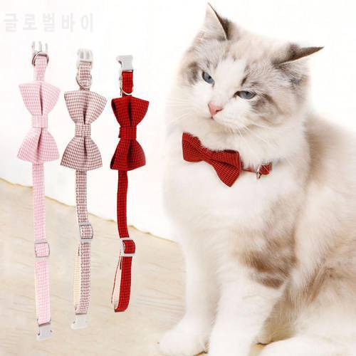 Lovely Pet Collar Adjustable Wear-resistant Nylon Bow-knot Design Puppy Necklace For Daily Life Adjustable Cat Necklace