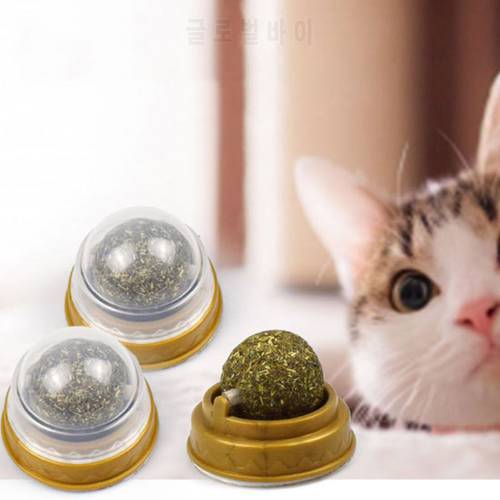 Natural Catnip Cat Wall Stick-on Ball Toy Treats Healthy Natural Grass Snack