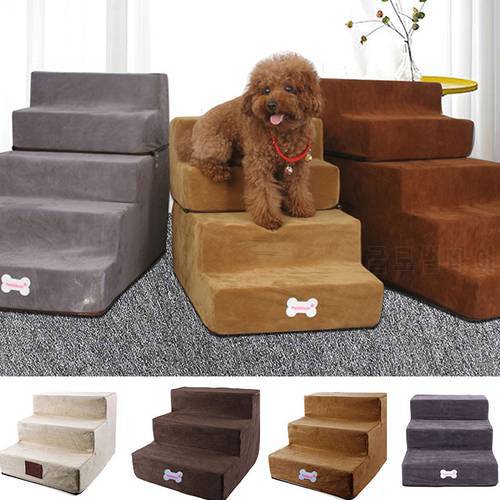 Dog Bed 3 Steps Dog Stairs Dog Ladder Detachable Pet Stairs Cat Puppy Ramp Anti-slip Removable Dogs Bed Stairs Pet Supplies
