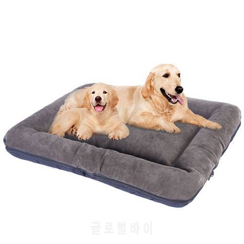 Corduroy Dog Bed Crate Mats Pad Cat Beds Pet Mat Sofa Kennel Sleeping Matteress with Removable Cover Soft Cushion for Large Dogs