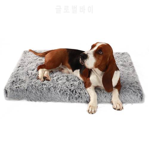 Large Dog Bed Zipper Pet Cat Beds Mats Removable Cover Square Plush Washable Cover Pet Cat Mats Winter Warm Sleeping Cushion