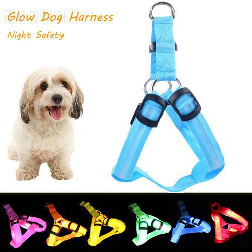 LED Luminous Dog Harness Night Safety Anti-Lost Adjustable Harnesses Belt Leash Collar Vest Supplies for Small Pet Dog Chihuahua