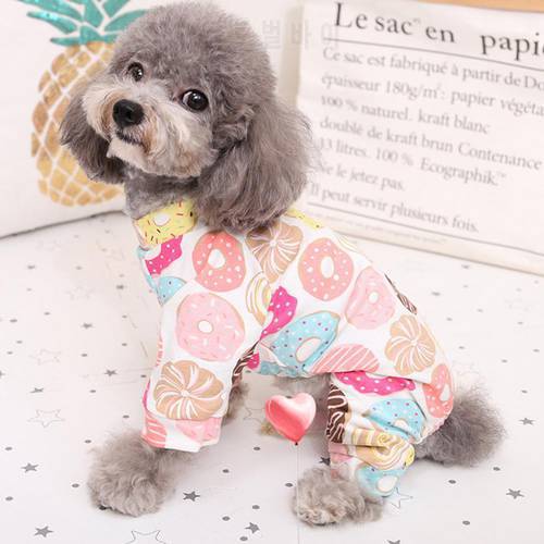 Floral JumpSuit Soft Air Conditioning Clothes Cotton Puppy Pajamas Pet Nightshirt for Home