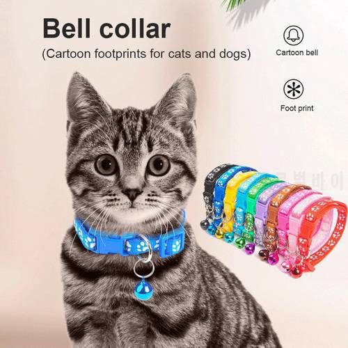 Pet Supplies Cat Paw Print Adjustable Bell Positioning Cat Collar Cat Pet Supplies Cat Accessories Pet Accessories Puppy Collar