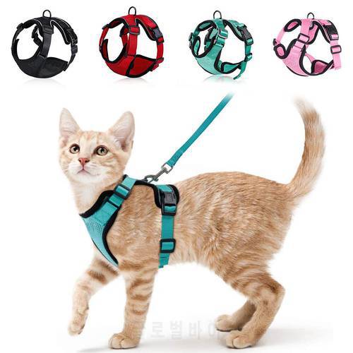 Cat Harness and Leash Set for Escape Proof Cat Vest Harness With Reflective Strip Adjustable Soft Mesh Pet Vest for Kitten Puppy
