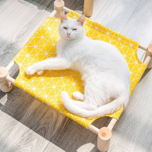 Pet Cot Bed For Cat Dog Portable Elevated Summer Breathable Detachable Raised Kitty Puppy Nest Bed Durable Canvas Pet Supplies