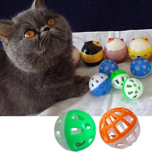 18Pcs/Set Colourful 4cm Plastic Pet Cat Kitten Play Balls With Jingle Bell Pounce Chase Rattle Toy For Cat Pet Supplies Toys