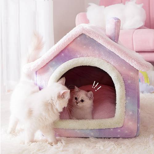 Luxury Cozy Dog Puppy House Fleece Heating Calming Pet Cat Bed with Mattress Fluffy Pet Sofa Mat Dog Cushion Poodle Well Made XL