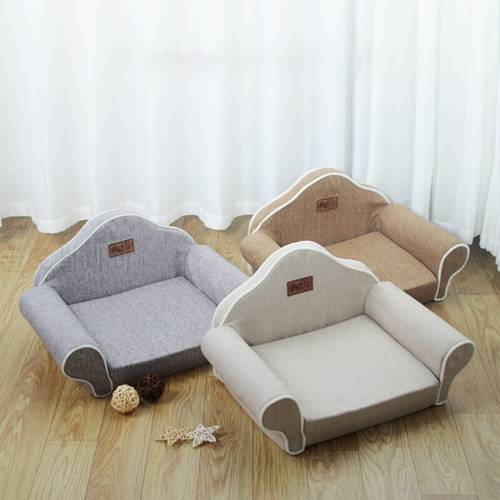 Dog Bed Sofa Soft Cat Bed Washable Detachable Linen Material Pet Nest Supplies For Small Medium Dogs Sofa Beds Pets Accessories