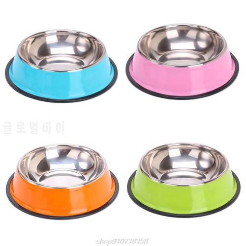 Pet Round Bowl Dog Eating Food Bowls Stainless Steel Non-slip Resistant Feeder Device Pets Tableware F18 21 Dropshipping
