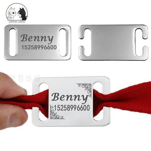 ID Name Pet Dog Tag Collar Slide-on Engraved Stainless Stainless Steel Personalized Pet Tag Cat Dog Phone Nameplate Dog Leash