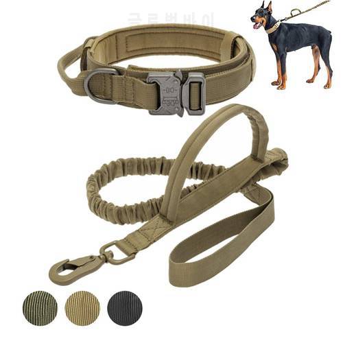 Military Tactical Dog Collar Leash Medium Large Dog Collars Lead For German Shepard Walking Training Dog Collar Control Handle