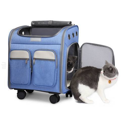 Carrier for Cat Small Dog Stroller Backpack Pet Transport Bag Trolley Cage Animal Transporter Travel House Suitcase with Window