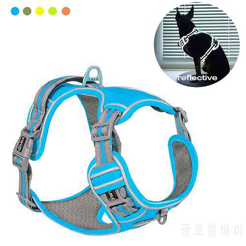 Reflective Nylon pet Dog Harness All Weather Service Dog Ves Padded Adjustable Safety Vehicular Lead For large medium small Dogs