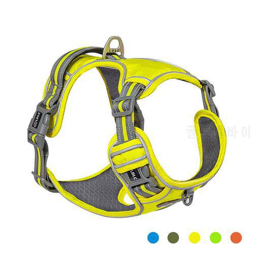 Fashion Reflective Nylon large pet Dog Harness All Weather breathable harnesses Adjustable Safety Vehicular leads for dogs pet