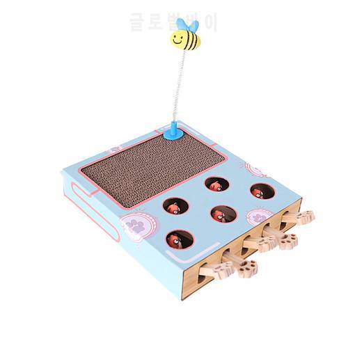 Pet Cat Toy Cat Hitting Hamster Toys 5-holed Cats Interactive Toys for Cat Hunt Gophers Kitten Scratch Board Pad Cat Accessories