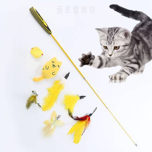 Cat Interactive toy Three-section retractable funny cat stick 9 suits to choose from Each set has multiple replacement heads