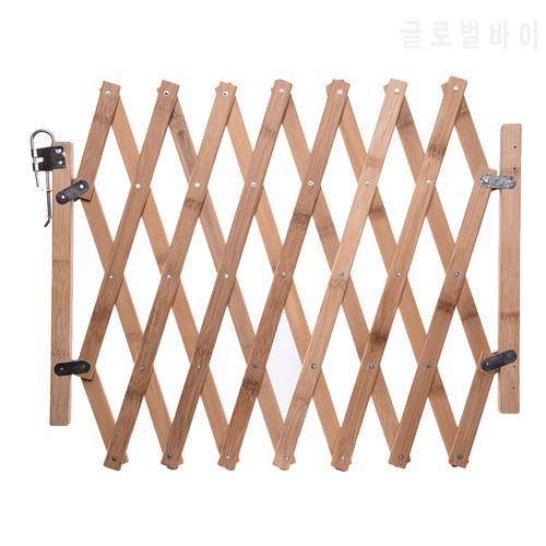 Folding Dog Cat Pet Fence Wooden Safety Pets Gate Indoor And Outdoor Protection Retractable Dog Sliding Door Wooden Fence