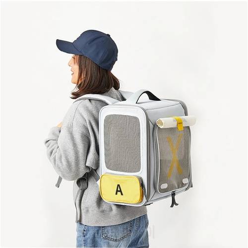 New Pet Cat Carrier Backpack Double Shoulder Cat Travel Outdoor Portable Bag for Small Dogs Foldable Pet Bag Mesh Backpack large