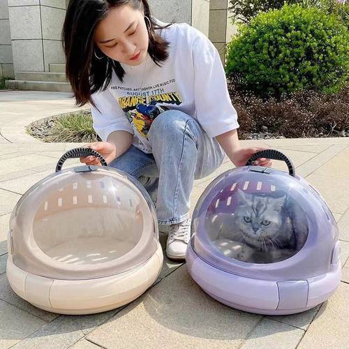 Comfortable Breathable Carrier For Cat Litter Basin Portable For Pets Transport Bag Solid Color Air Box Removable Cat Carrier