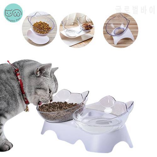 Pet Dog Cat Double Bowls With Raised Stand Non Slip Food Feeder Water Bowl Protect Cervical For Dogs Cats Pets Supplies
